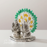 Metal Home Decorative Kalpavriksha Tree With Laxmi Ganesha Idols Silver Plated - Retail Maharaj