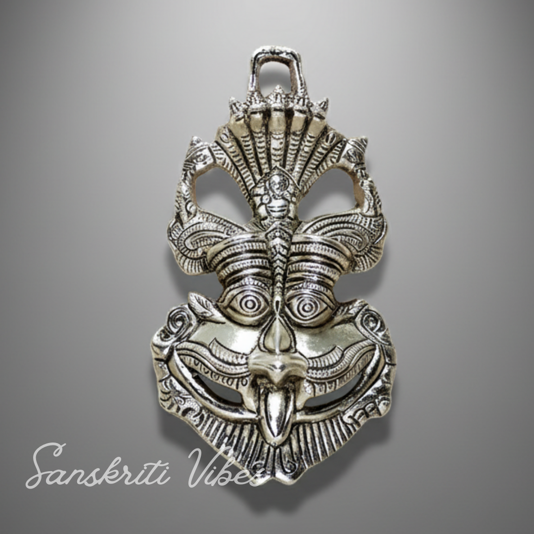 Metal Feng Shui Vastu Nazar Battu Wall Hanging with Naag Ganesha Suraksha Kawach Mask for Evil Eye Protection (Glossy Finish, Metal, Made in India)