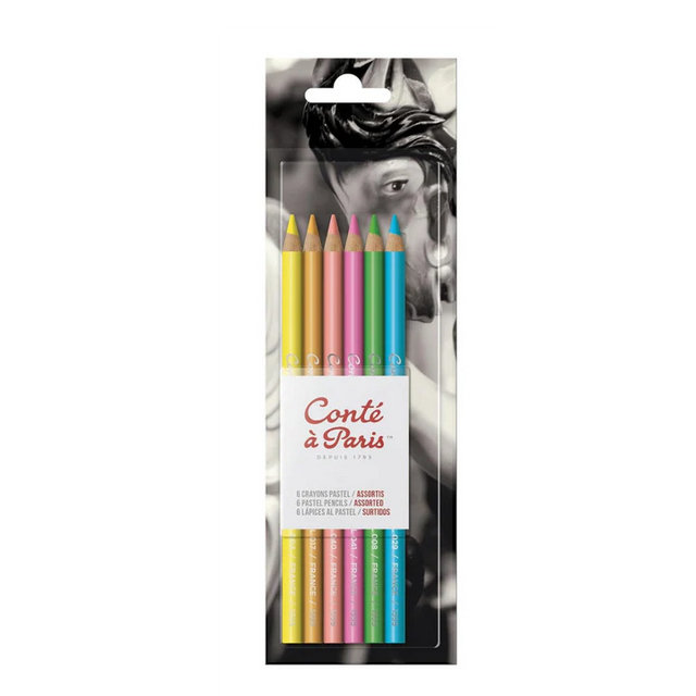 Conté à Paris Pastel Pencils Set of 6 Assorted Bright Colors - Retail Maharaj