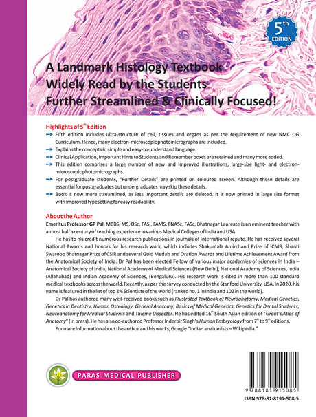 Textbook of Histology : 5/E [paperback] Pal [Jan 01, 2019]… - Retail Maharaj