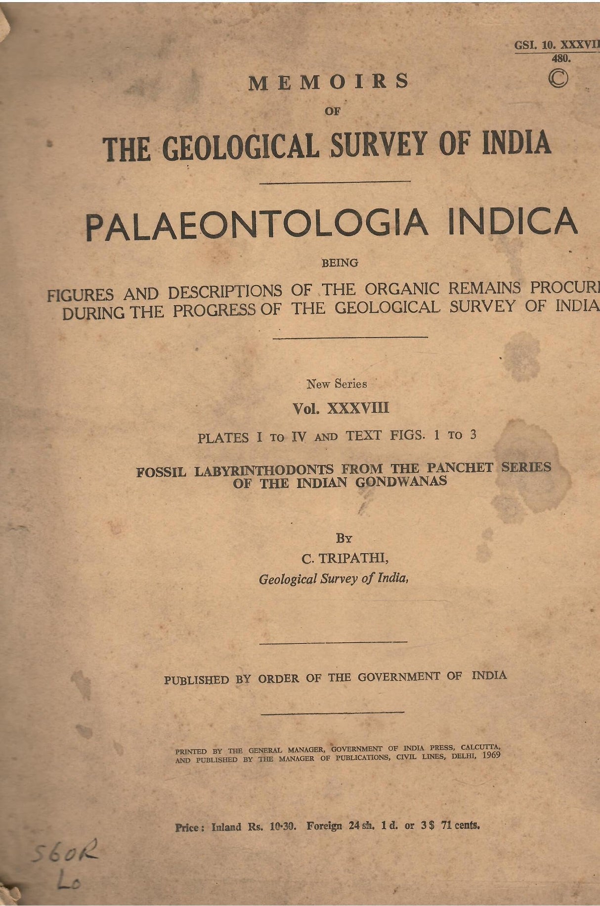 Palaeontologia Indica New Series - Volume XXXVIII - Memoirs Of The Geological Survey Of India (Rare Book)