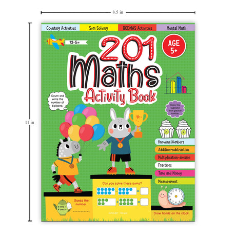 201 Maths Activity Book: Fun Activities and Practice Sheets | Learn Counting, Addition & Subtraction | Ages 4–7 | 3 Hours of Interactive Learning - Retail Maharaj