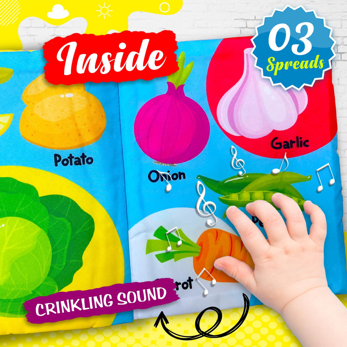 Hello Friend Books Fun With Fruits And Vegitables - Cloth Book for Early Learning and Interactive Education - Retail Maharaj