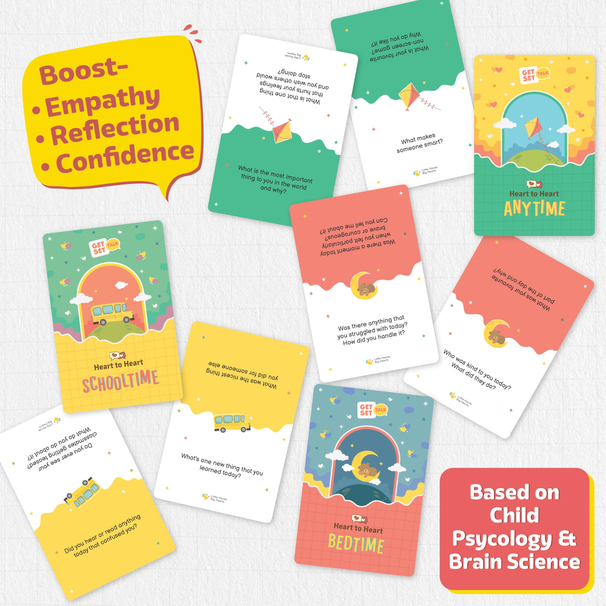Little Hands Big Hearts - Heart to Heart Conversation Starter Cards (Ages 5 & Above) | Flash Cards for Kids, Family Bonding & Emotional Intelligence | Brain Games for Kids 9-12 - Retail Maharaj
