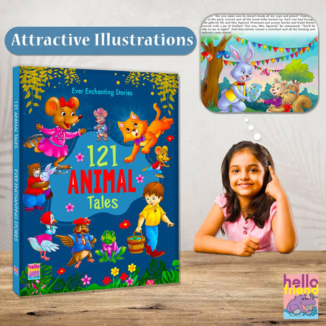 121 Animal Tales Stories - Illustrated Story Books for Kids and Childrens - Bedtime Short Stories with Colourful Pictures in English | Hello Friend Books - Ages 3+ Years (121 Short Stories Book) - Retail Maharaj