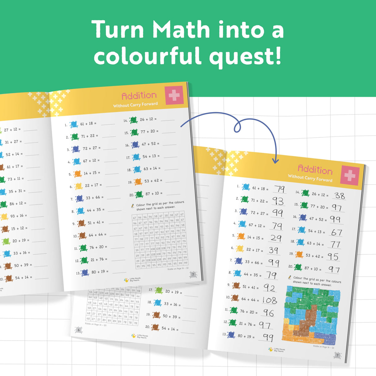 Little Hands Big Hearts Super Math Book for Kids (Ages 6 & Above) | Addition Subtraction Practice Book | Colouring Book | Activity Book | Birthday Return Gift for Kids 6-12 | Brain Games for Kids 9-12 - Retail Maharaj