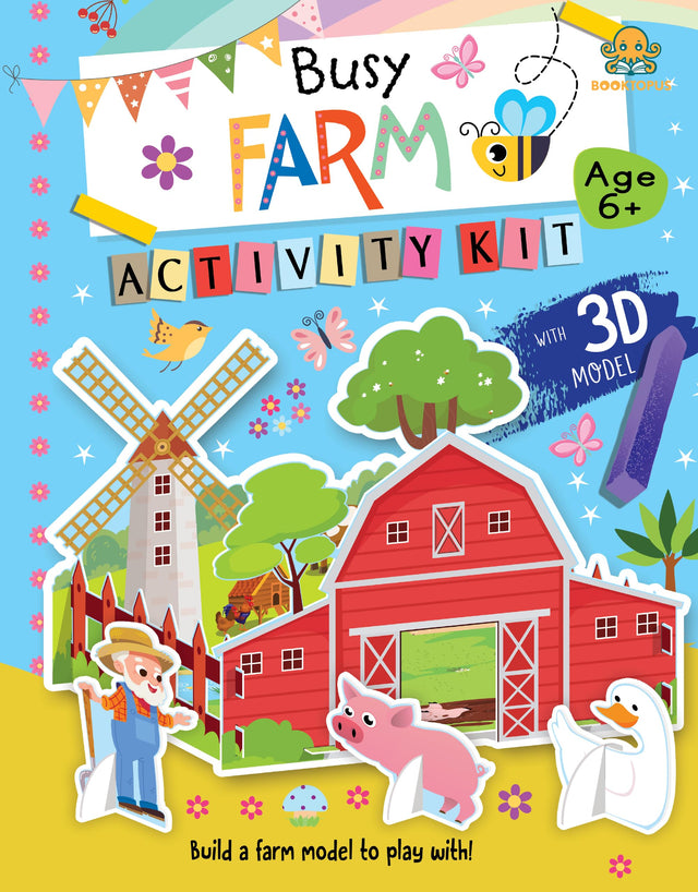 Booktopus Build It Activity Kit - At The Busy Farm 3D Model Making Kit with Book - DIY Craft Kit for Kids 3-6+ Years - Learning Through Play - Retail Maharaj