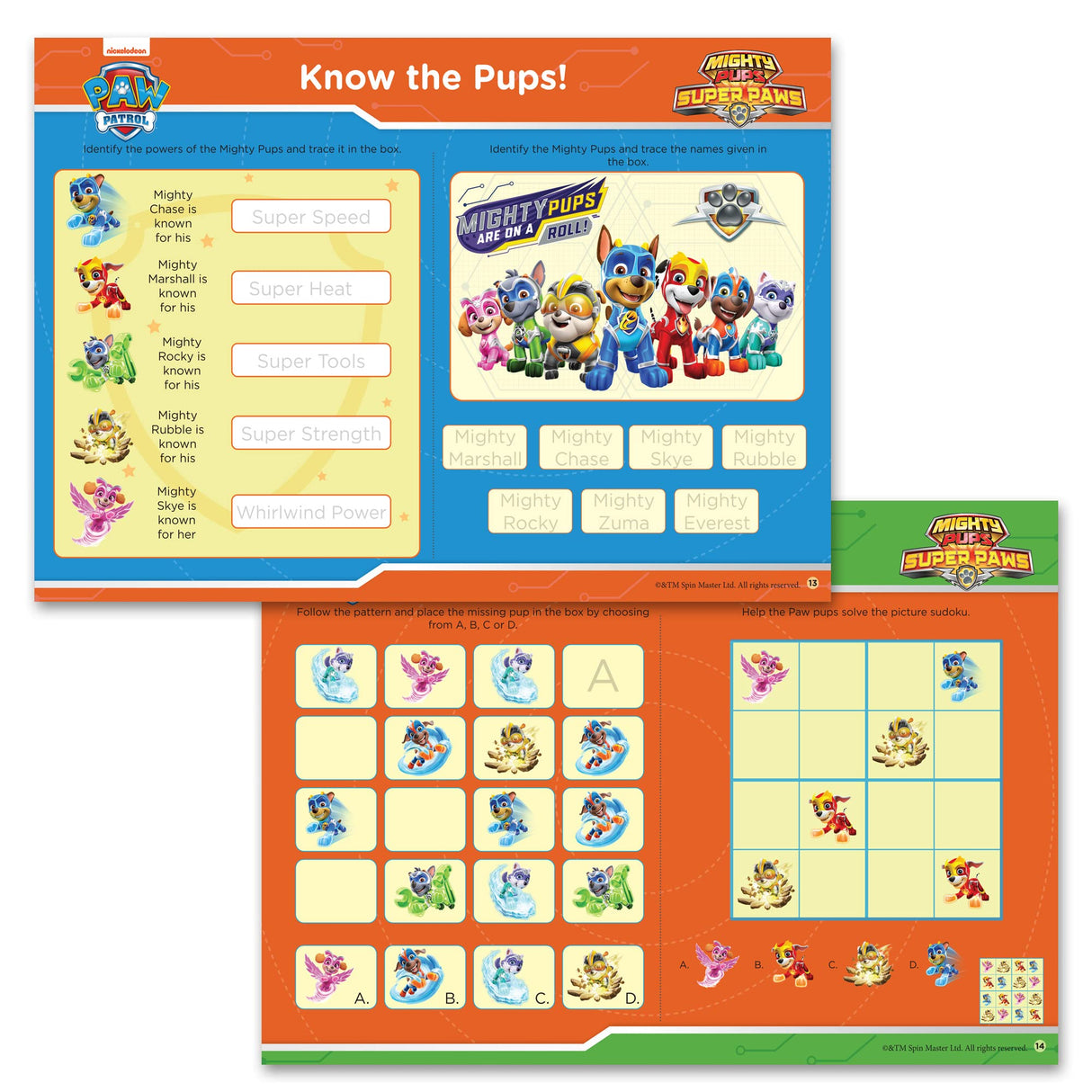 Nickelodeon Paw Patrol – Mighty Pups Super Paws: Fun Learning Set Includes Wipe & Clean Mats, Coloring Sheets, Stickers, Crayons, Certificate & Pen | Ages 3–6 | 4 Hours of Heroic Learning & Play - Retail Maharaj