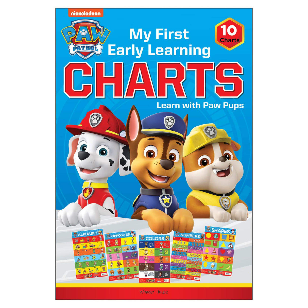 Paw Patrol - My First Early Learning Charts : Learn With Paw Pups (10 Charts - Alphabet, Animals, Birds, Colors, Fruits, Numbers, Opposites, Shapes, Transport, Vegetables) - Retail Maharaj