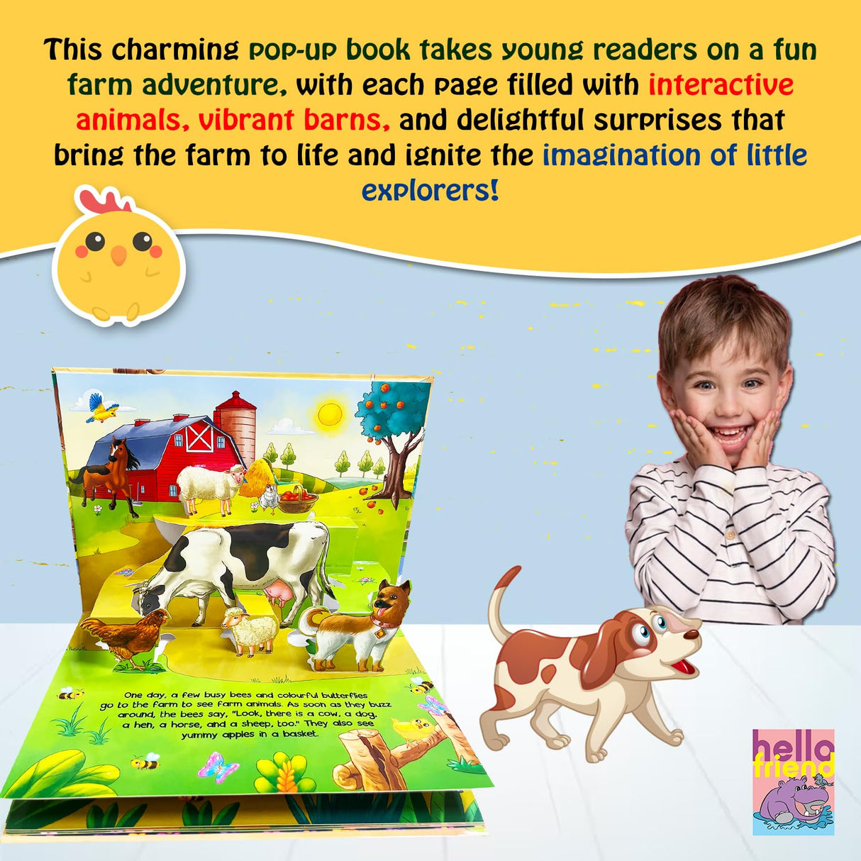 My First Amazing Pop up story Book Wonderful Day in the Farm with Bestime Fun and Colorful for Kids, Children and Toddlers - Ages 2+ Years - Retail Maharaj