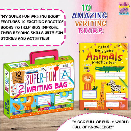 My Super Fun Writing Bag: Set of 10 Amazing Writing Practice Books - Perfect for Kids, Travel and Gifting / Return Gifts - Retail Maharaj