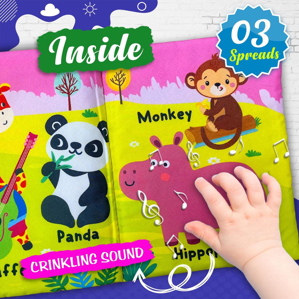 Hello Friend Books Fun With Animals - Cloth Book for Early Learning and Interactive Education - Retail Maharaj