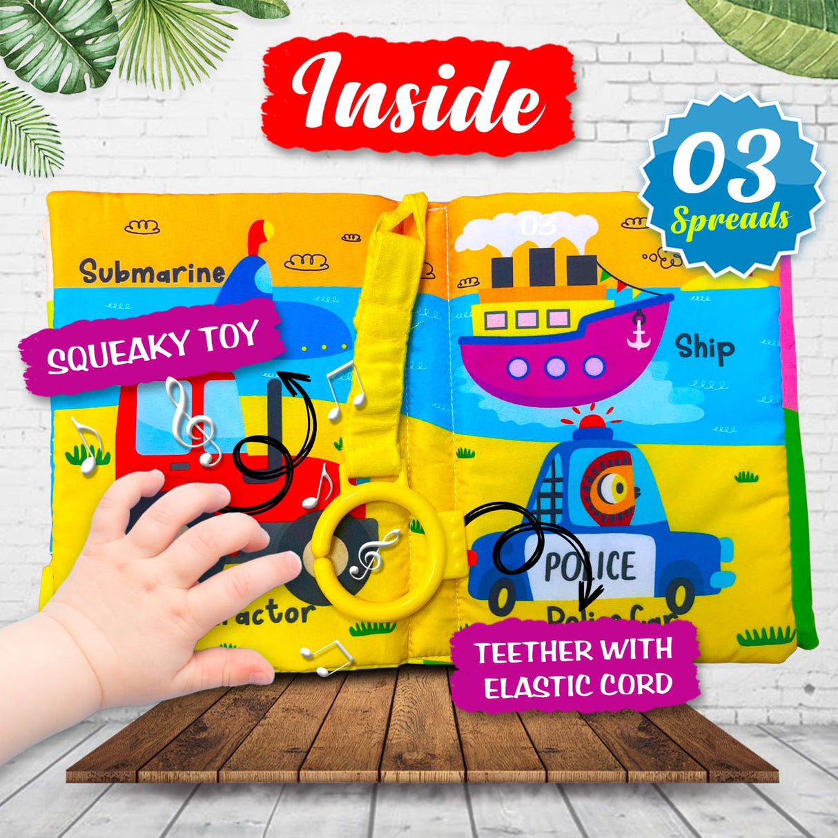 Vehicles Cloth Book for Early Learning and Interactive Education for Kids - Retail Maharaj