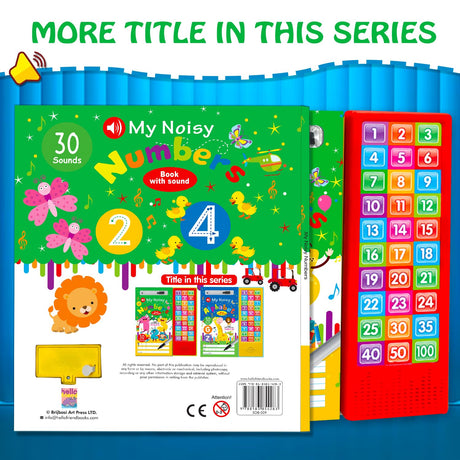 My Noisy Numbers Sound Book with 30 Sounds, Write-Erase Pages, Marker, Interactive Learning Toy for Kids 3 Years and Above - Retail Maharaj