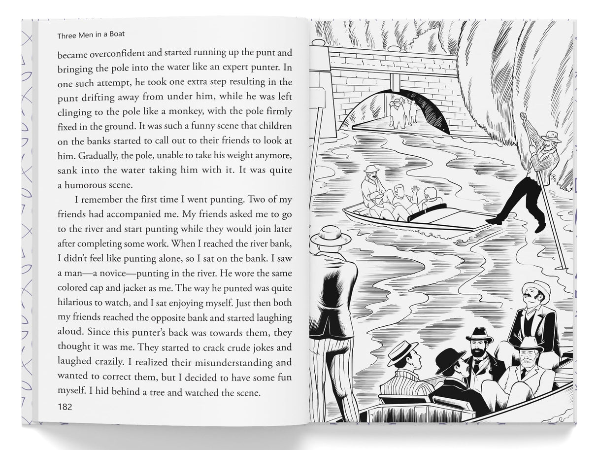 Three Men in a Boat : Illustrated Abridged Children Classics English Novel with Review Questions - Retail Maharaj