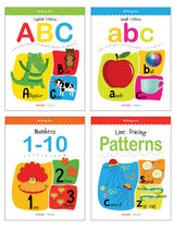 Writing Practice Workbooks - Pack of 4 Early Writing Books for Kids (Writing Fun Series): Write and Practice Capital Letters, Small Letters, Line Tracing Patterns & Numbers 1–10 | Pre-Writing Skills Workbook Set for Preschool & Kindergarten | Ages 3–6 Yea - Retail Maharaj
