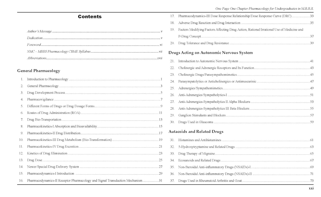 One Page One Chapter Pharmacology for Undergraduates in M.B.B.S. (As Per NMC-CBME Syllabus) - Retail Maharaj