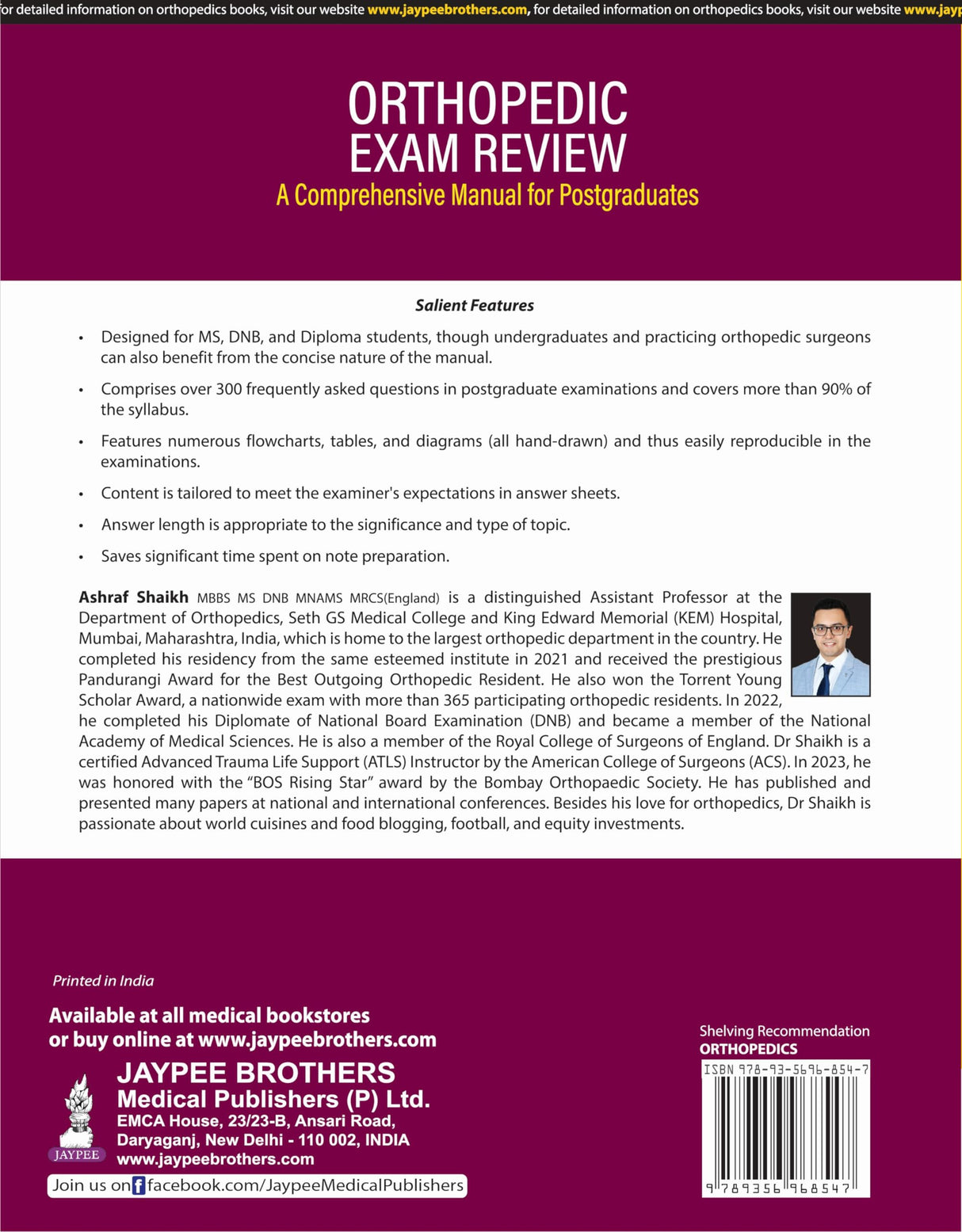 ORTHOPEDIC EXAM REVIEW (A COMPREHENSIVE MANUAL FOR POSTGRADUATES) - Retail Maharaj