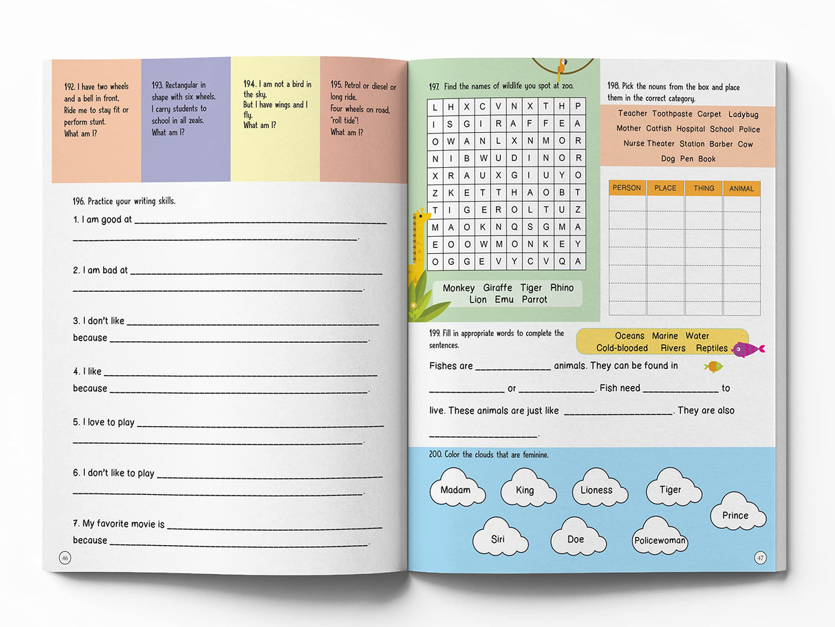 201 English Activity Book: Fun Activities and Grammar Exercises | Alphabet & Words, Rhyming & Opposites | Ages 5–9 | 4+ Hours of Interactive Learning - Retail Maharaj
