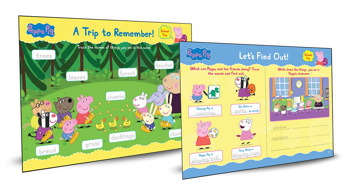 Peppa Pig - School Fun With Peppa & Friends : Fun Learning Set (With Wipe And Clean Mats, Coloring Sheets, Stickers, Appreciation Certificate, Crayon Set And Pen) - Retail Maharaj