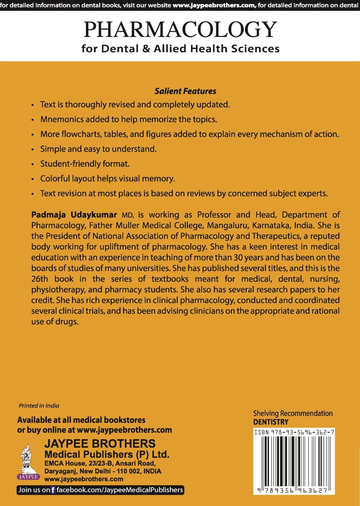 PHARMACOLOGY FOR DENTAL & ALLIED HEALTH SCIENCES - Retail Maharaj