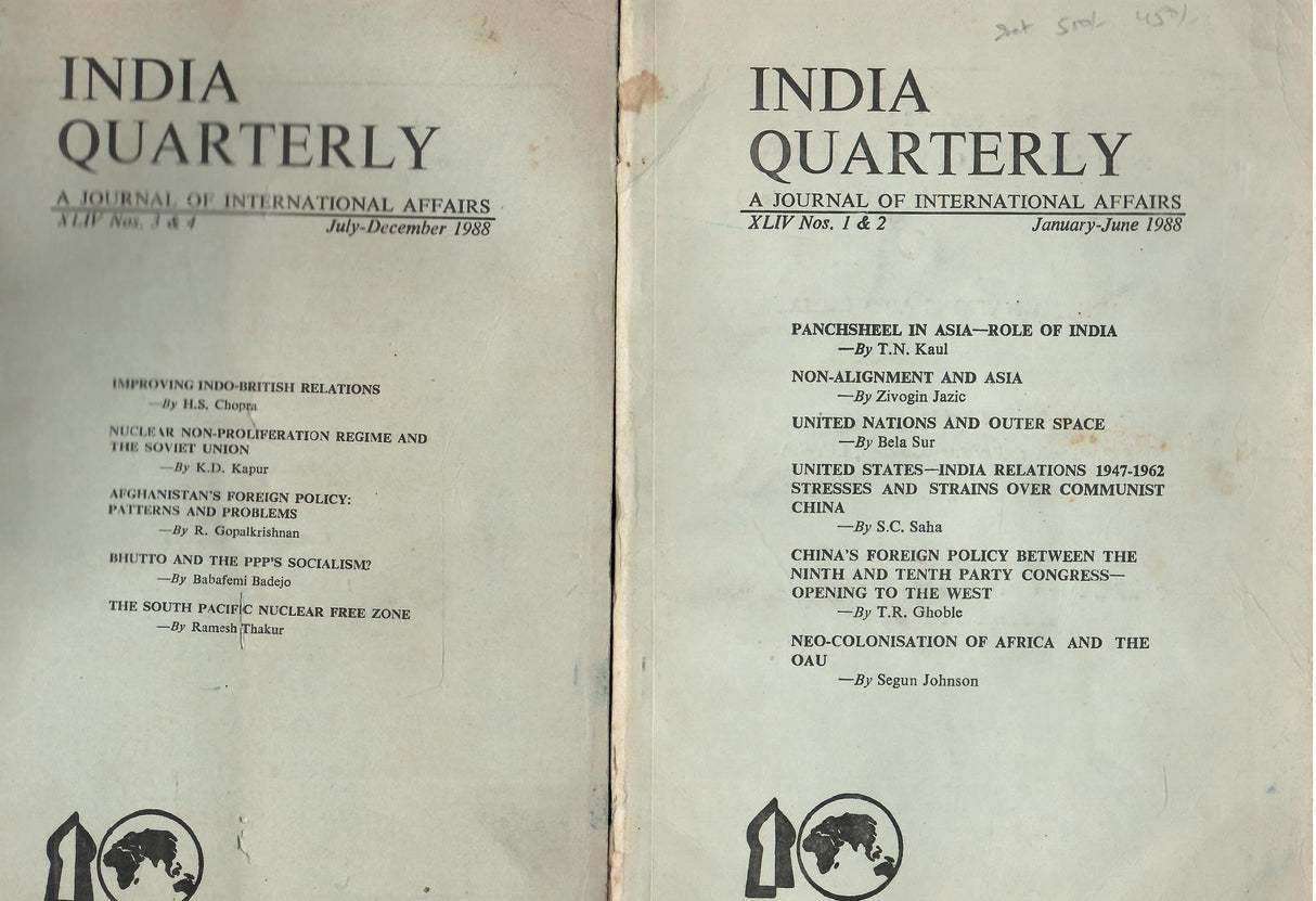 India Quarterly - A Journal Of International Affairs - Vol. XLIV , Nos. 1 to 4 - Jan to Dec 1988
