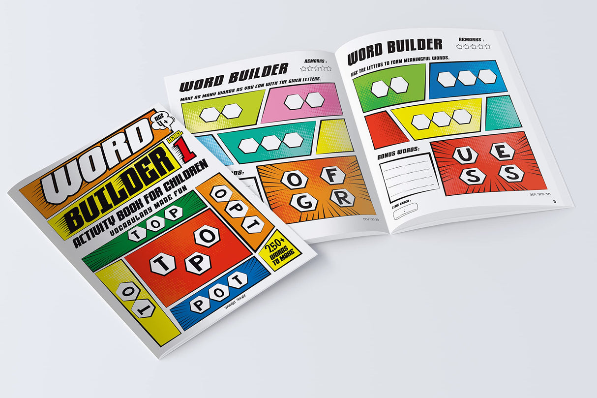 Word Builder Activity Book – Level 1 | Make Meaningful Words Using Given Letters | Ages 5–8 | Fun Vocabulary & Spelling Practice for Kids - Retail Maharaj