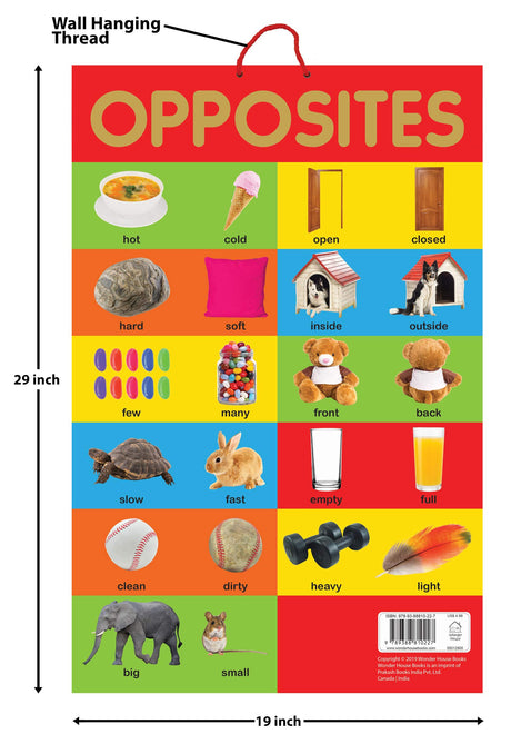 Opposites - Early Learning Educational Posters For Children: Perfect For Kindergarten, Nursery and Homeschooling (19 Inches X 29 Inches) - Retail Maharaj