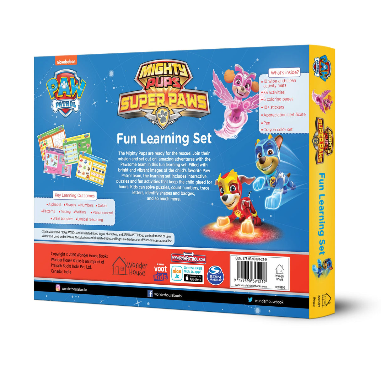 Nickelodeon Paw Patrol – Mighty Pups Super Paws: Fun Learning Set Includes Wipe & Clean Mats, Coloring Sheets, Stickers, Crayons, Certificate & Pen | Ages 3–6 | 4 Hours of Heroic Learning & Play - Retail Maharaj