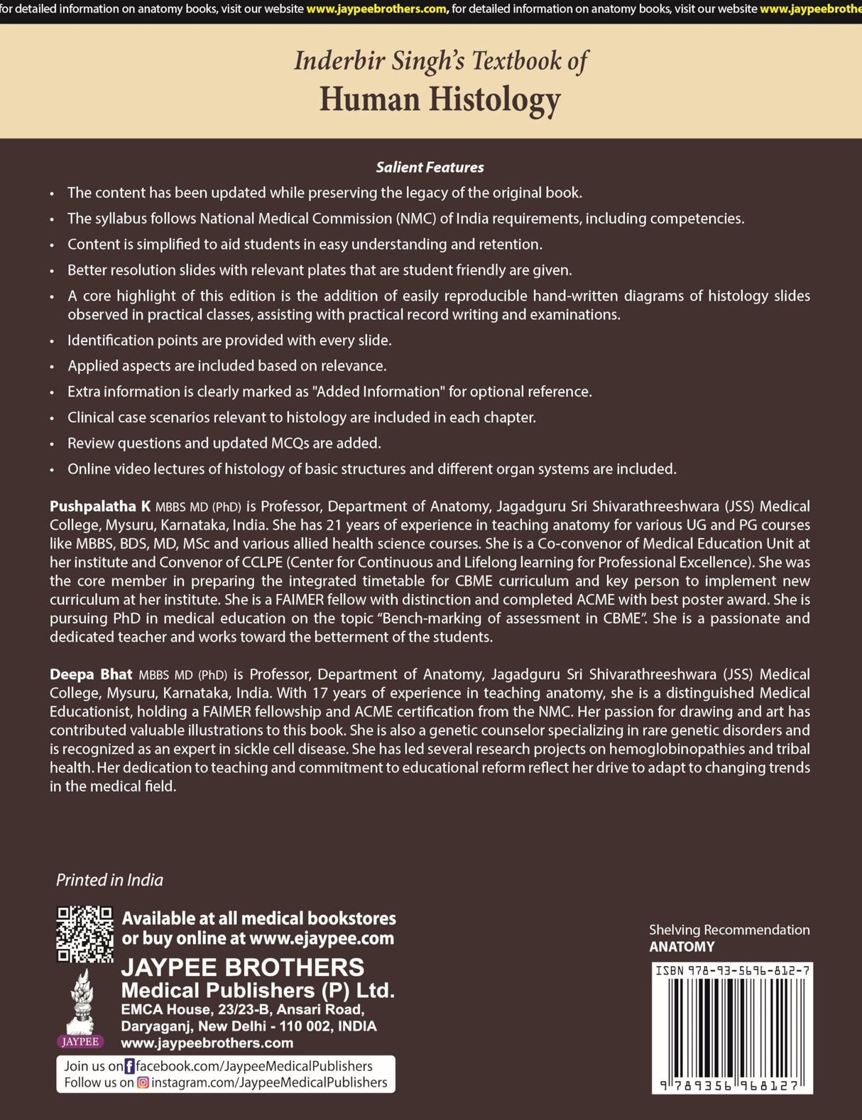 INDERBIR SINGH'S TEXTBOOK OF HUMAN HISTOLOGY - Retail Maharaj