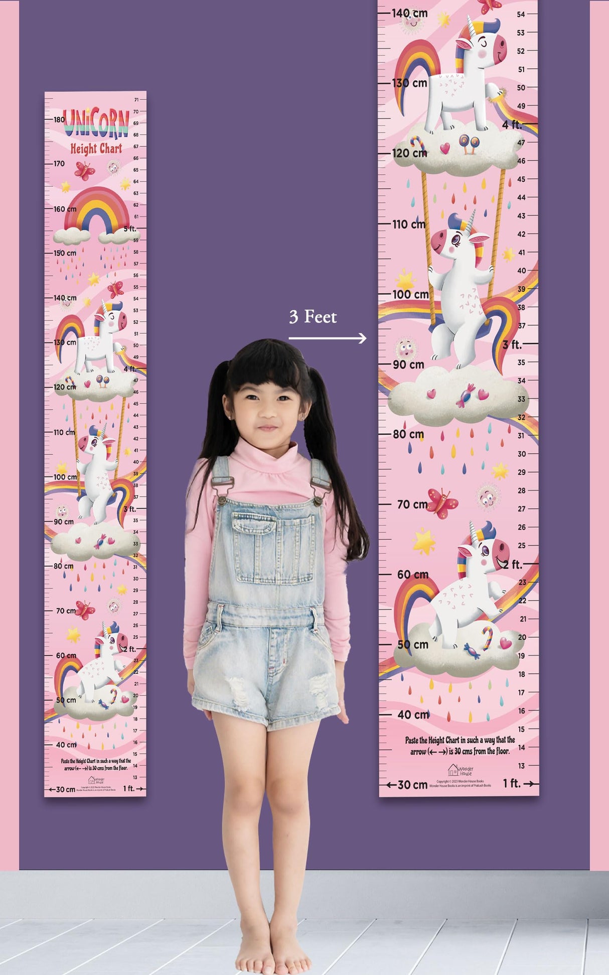 Unicorn Height Chart (Height Chart For Kids | Height Measuring Scale Sticker | Height Chart Wall Sticker for Children | Nursery Decoration) - Retail Maharaj
