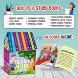 Treasure Box of Tales Fables – Boxset of 10 Board Books for Kids (Pack 1) | Includes : Early Learning Story Books Grandma , Grandpa , Panchatantra , ... , for Toddlers | Perfect Gift Set for Kids - Retail Maharaj