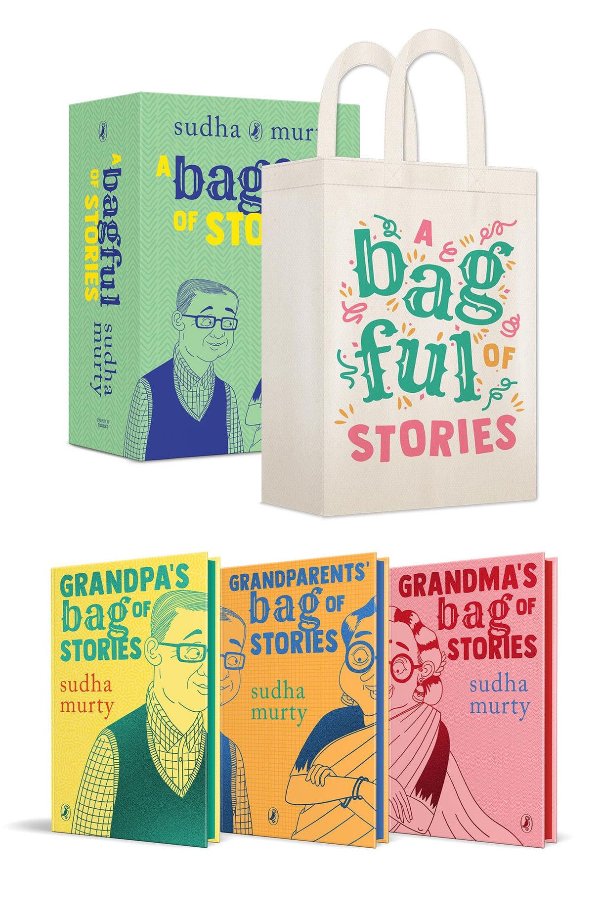 A Bagful of Stories: A Gift Edition Boxset of Grandma’s, Grandpa’s and Grandparents’ Bag of Stories by Sudha Murty - Retail Maharaj