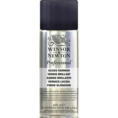 Winsor & Newton Artists Professional Gloss Varnish Spray for Oil, Alkyd & Acrylic Paintings 400ml - Retail Maharaj