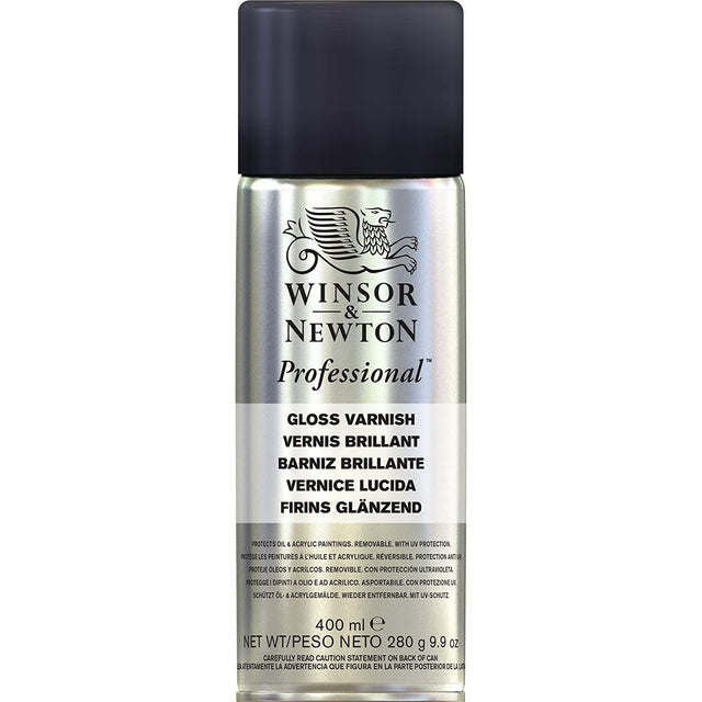 Winsor & Newton Artists Professional Gloss Varnish Spray for Oil, Alkyd & Acrylic Paintings 400ml - Retail Maharaj