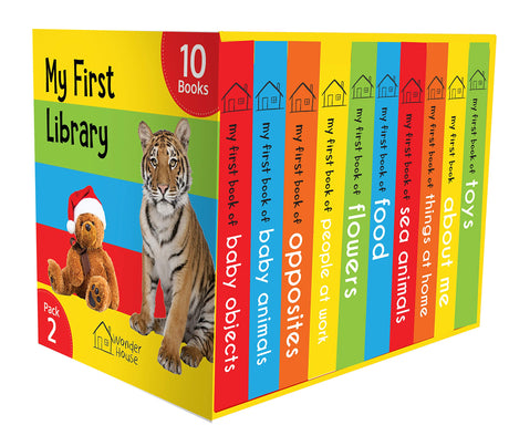 My First Library Pack 2: Boxset of 10 Board Books for Kids (Pack 2) | Includes Baby Objects, Baby Animals, Opposites, People at Work, Flowers, Food, Sea Animals, Things at Home, About Me & Toys | Early Learning Board Books for Babies, Toddlers & Preschool - Retail Maharaj