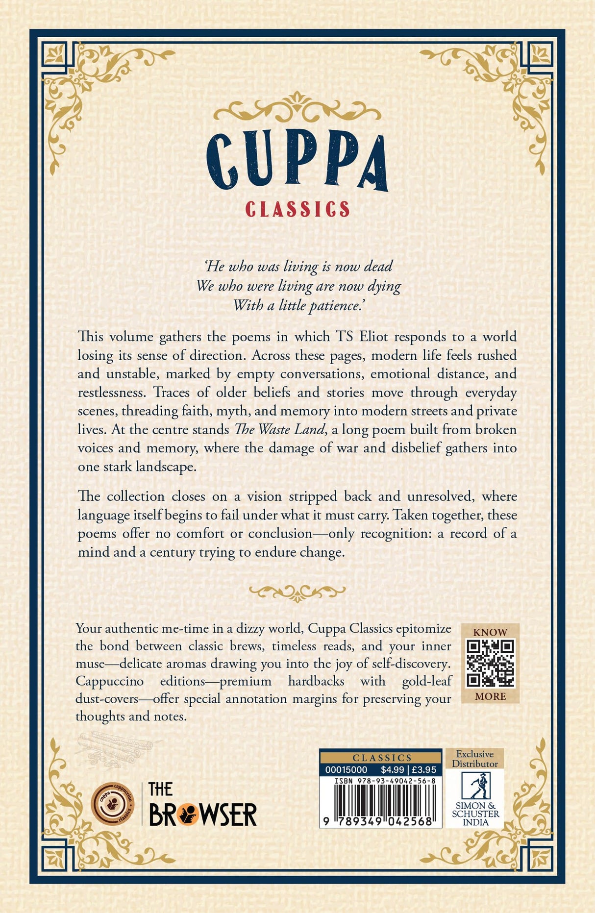 The Waste Land (with Prufrock, The Hollow Men, and Other Poems) (Cuppa Classics) - Retail Maharaj