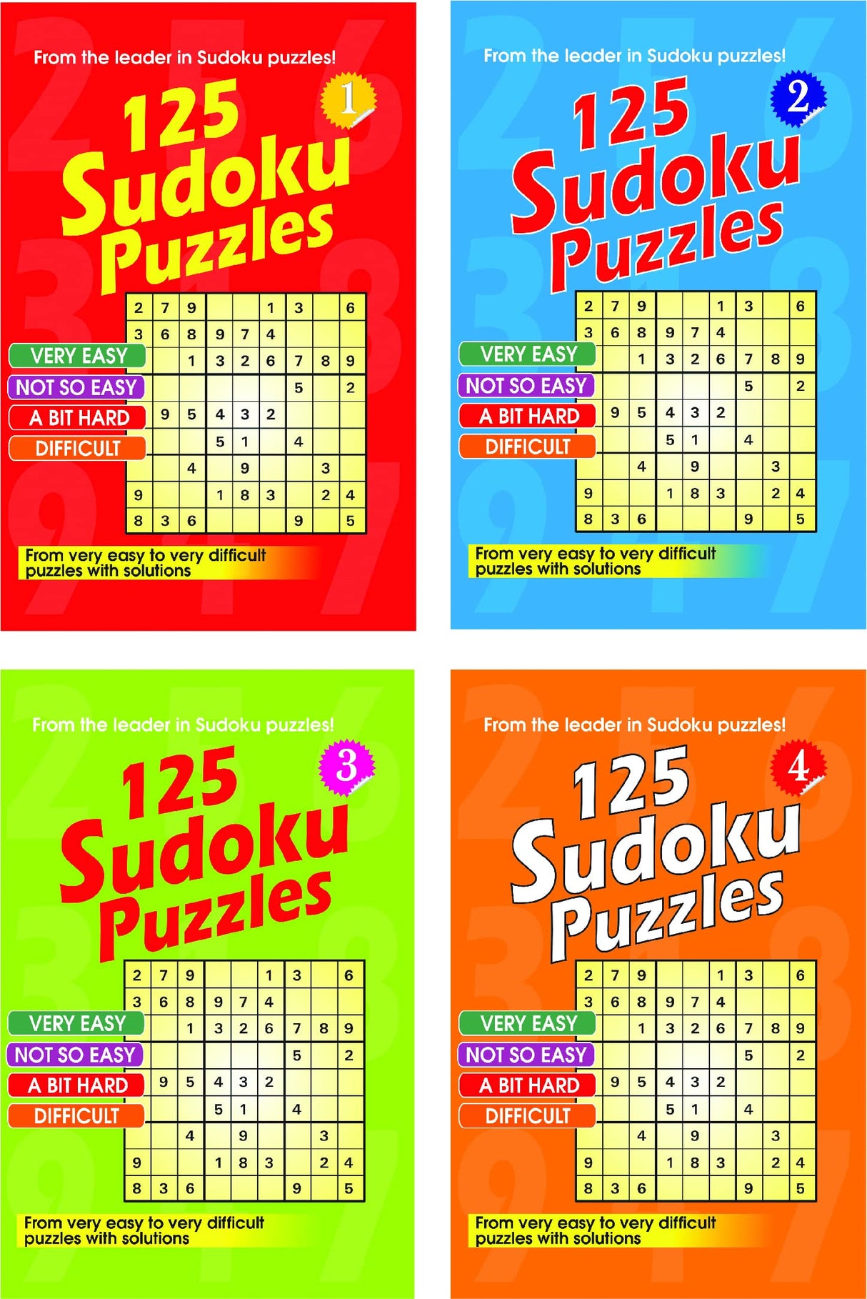 125 Sudoku Puzzles (Set Of 4 Books) - Retail Maharaj