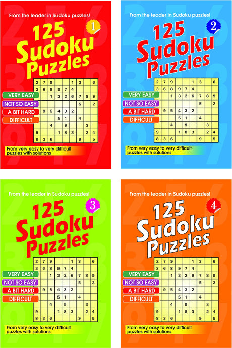 125 Sudoku Puzzles (Set Of 4 Books) - Retail Maharaj