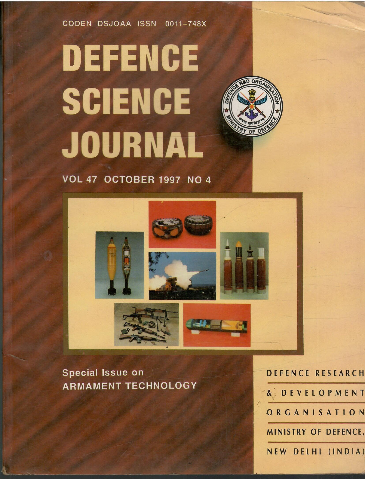ARMAMENT TECHNOLOGY-Special Issue Of Defence Science Journal 1997 (Vol. 47,Nos. 4)