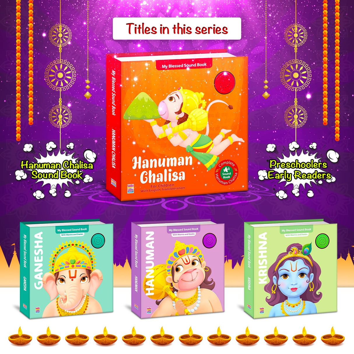 Hanuman Chalisa Mantra Sound and Story Book for kids ; India's First Mythology Shloka and Mantras Sound Book to Teach Indian Culture, Values ... Book for Toddlers, Preschoolers Early Readers - Retail Maharaj