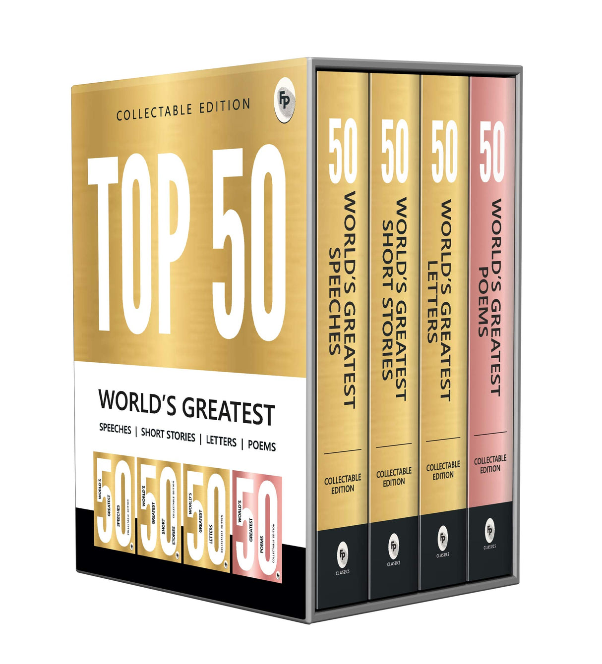 Top 50 World’s Greatest Short Stories, Speeches, Letters & Poems, COLLECTABLE EDITION (Box Set of 4 Books) - Retail Maharaj