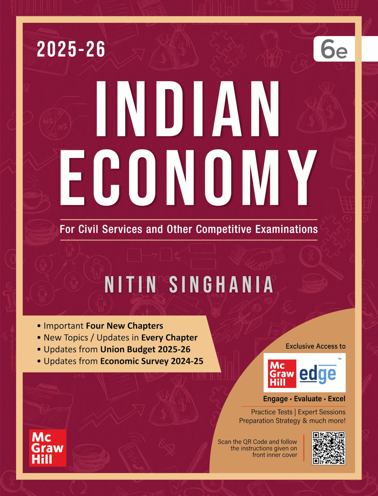Indian Economy, 6e by Nitin Singhania (IAS) for UPSC 2026 | Chapter-wise Previous Years' Questions (2010-24) | Multicolor pluck-out chart | Updated Economic Survey 2024-25 & Union Budget 2025-26 - Retail Maharaj
