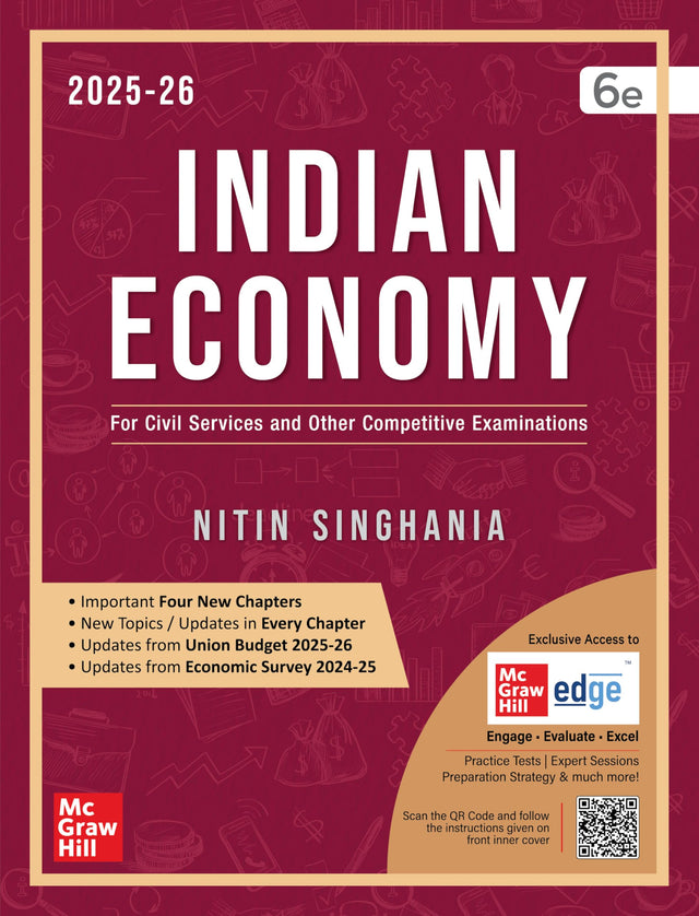 Indian Economy, 6e by Nitin Singhania (IAS) for UPSC 2026 | Chapter-wise Previous Years' Questions (2010-24) | Multicolor pluck-out chart | Updated Economic Survey 2024-25 & Union Budget 2025-26 - Retail Maharaj
