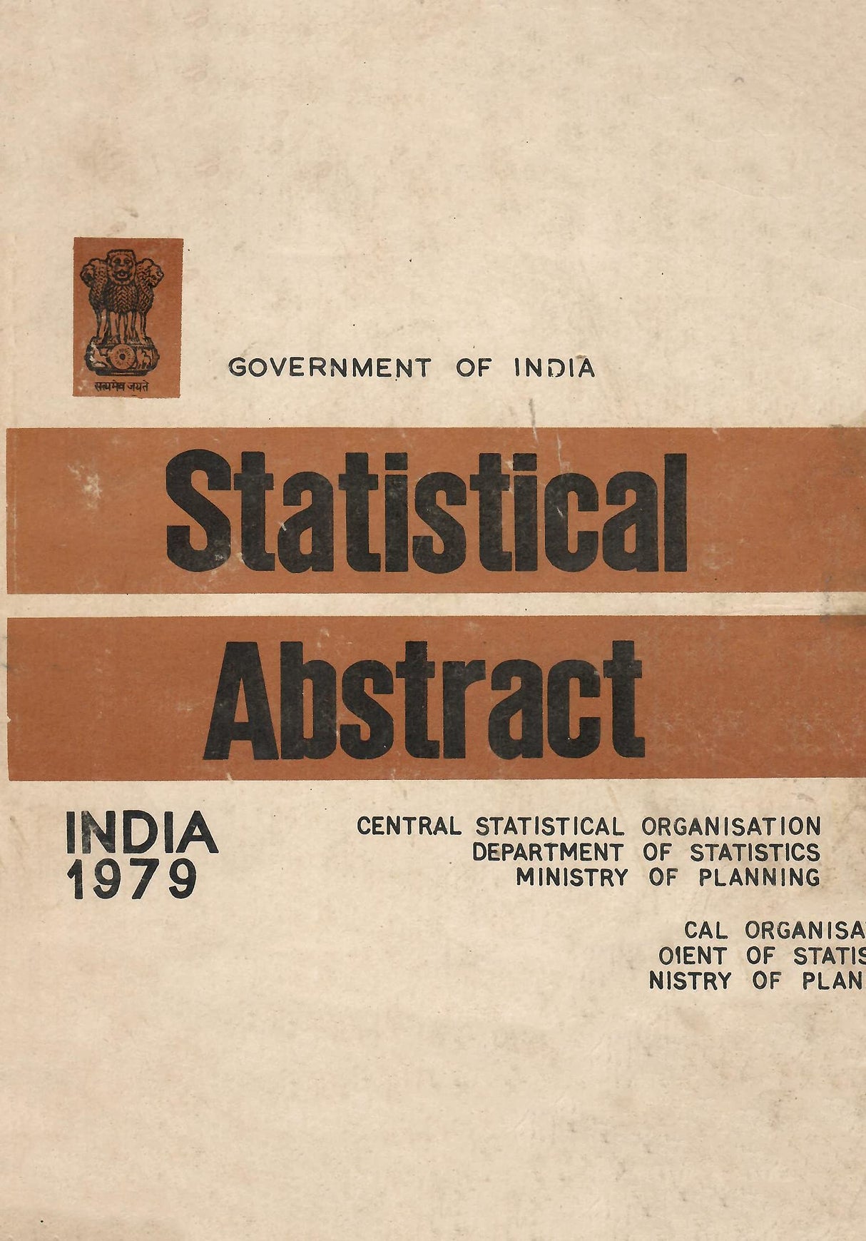 Statistical Abstract India 1979 [Hardcover] Ministry of Planning and Dept. of Statistics