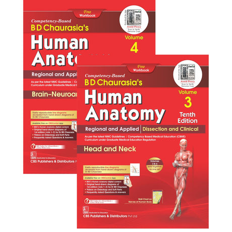 Bd Chaurasias Human Anatomy 10Ed Vol 3 And 4 Regional And Applied Dissection And Clinical Head And Neck Brain Neuroanatomy With Free Workbook And Ebooks (Pb 2025) - Retail Maharaj