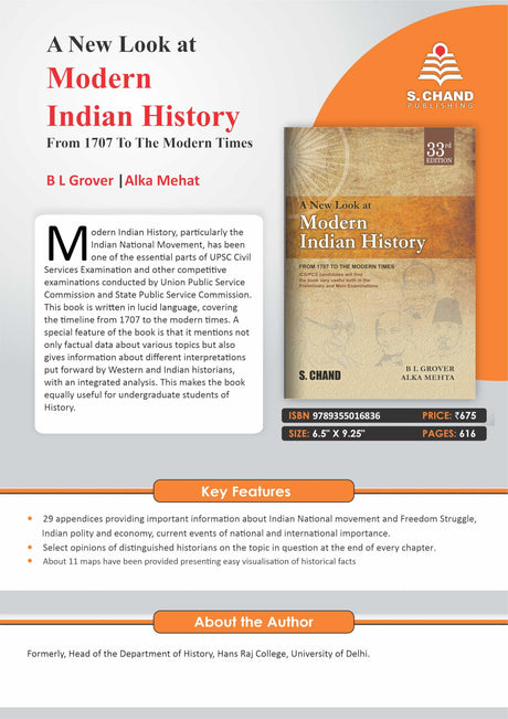 A New Look At Modern Indian History 33Ed - Retail Maharaj