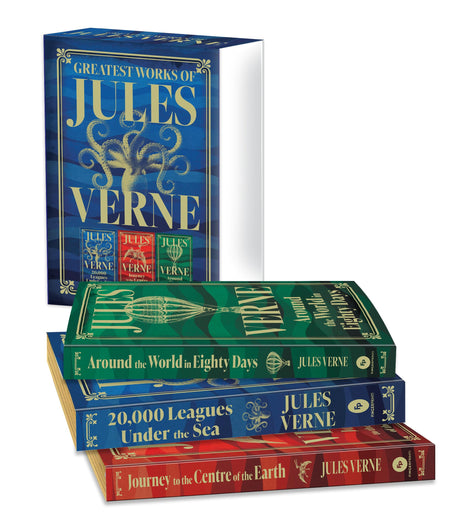 Greatest Works of Jules Verne: 20,000 Leagues Under the Sea, Journey to the Centre of the Earth, Around the World in Eighty Days (Deluxe Hardbound Edition | Boxed Set) - Retail Maharaj