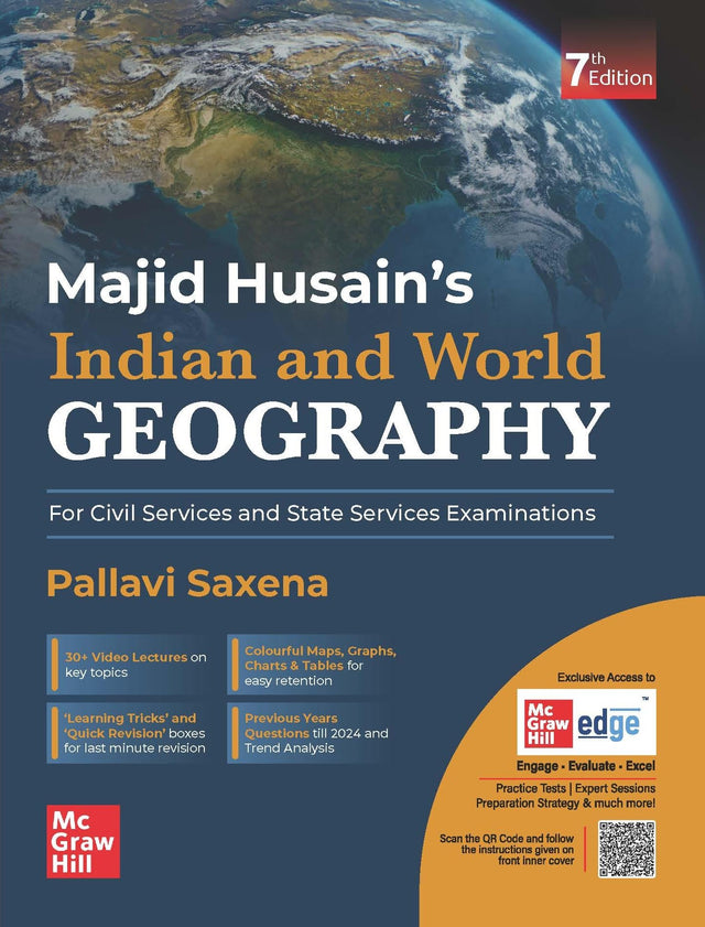 Indian & World Geography, 7e for UPSC 2026 by Pallavi Saxena | PYQs | Colour Maps, Graphs & Charts | Revision Tricks, Trend Analysis | McGraw Hill Edge: 30+ Video lectures, Monthly Current Affairs - Retail Maharaj