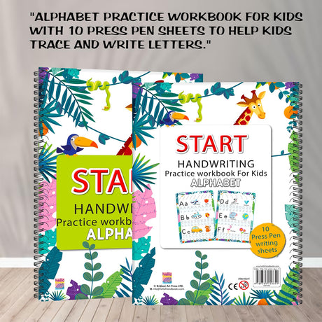 Start Handwriting Practice Alphabet Writing Books English Language - Letter Word and Sentence Writing Practice illustrated Book, Fun and Educational - Ages 2+ Years - Retail Maharaj